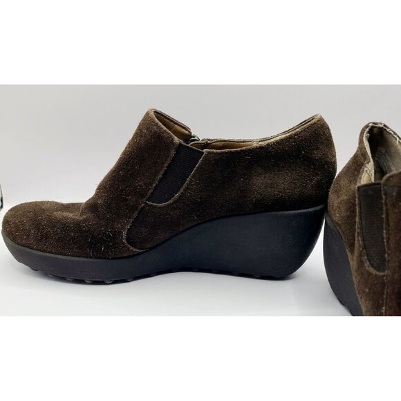 Aerosoles Boots Ankle Booties Brown Suede Wedge Heel Zip-Up Size 5.5 - Picture 3 of 11